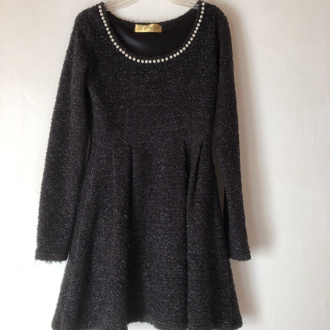 セシルマクビー 黒 ニットワンピース Mサイズ ワンピース ミニ 売買されたオークション情報 Yahooの商品情報をアーカイブ公開 オークファン Aucfan Com