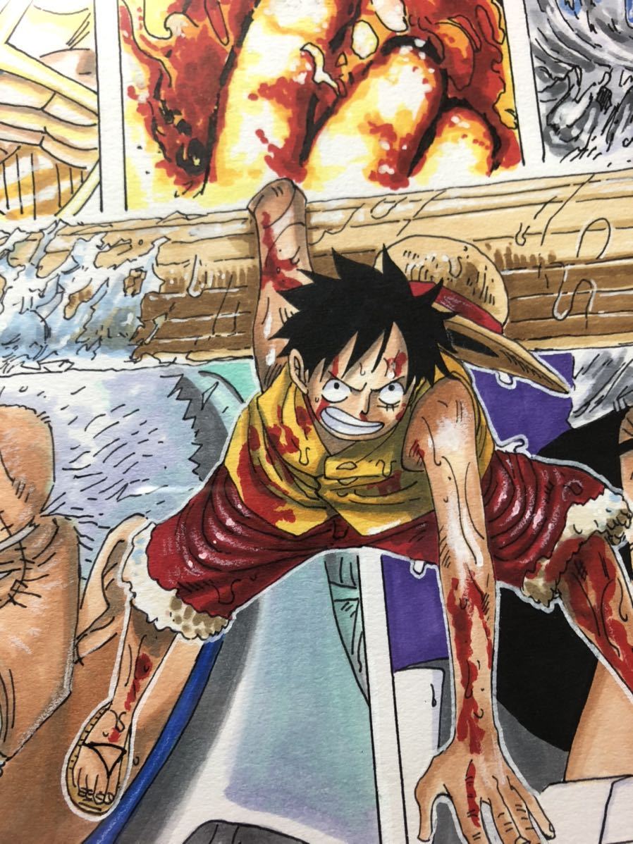 尾田栄一郎先生 直筆サイン付き 肉筆画 One Piece ワンピース 頂上戦争 モンキーdルフィ センゴク ガープ 海軍三大将 額付き肉筆イラスト サイン 直筆画 売買されたオークション情報 Yahooの商品情報をアーカイブ公開 オークファン Aucfan Com