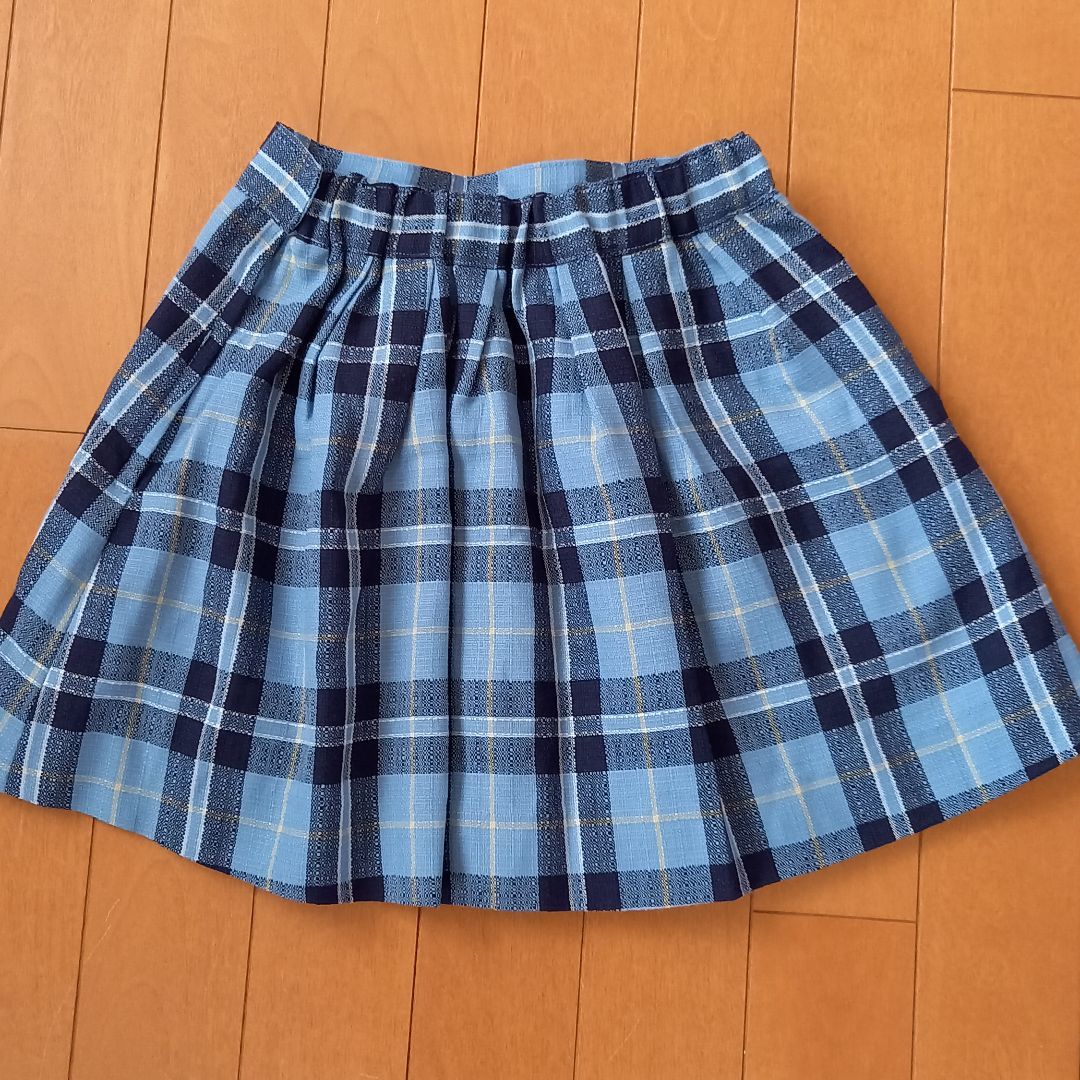 プリーツスカート チェックスカート1水色 1 115 124cm 売買されたオークション情報 Yahooの商品情報をアーカイブ公開 オークファン Aucfan Com