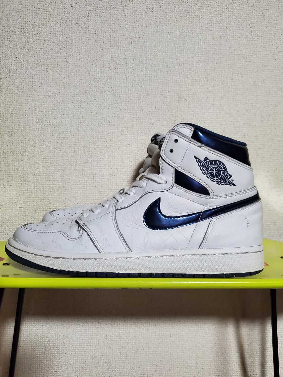 jordan 1 white metallic navy