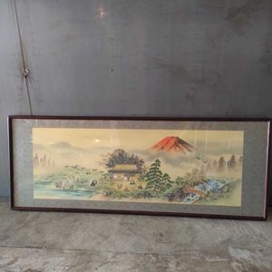 国内初の直営店 馬九行 赤富士 九馬 七福神 富士山 絵画 開運 赤富士九馬 額装付き 風水 美術品 アンティーク Www Pastosbons Ma Gov Br