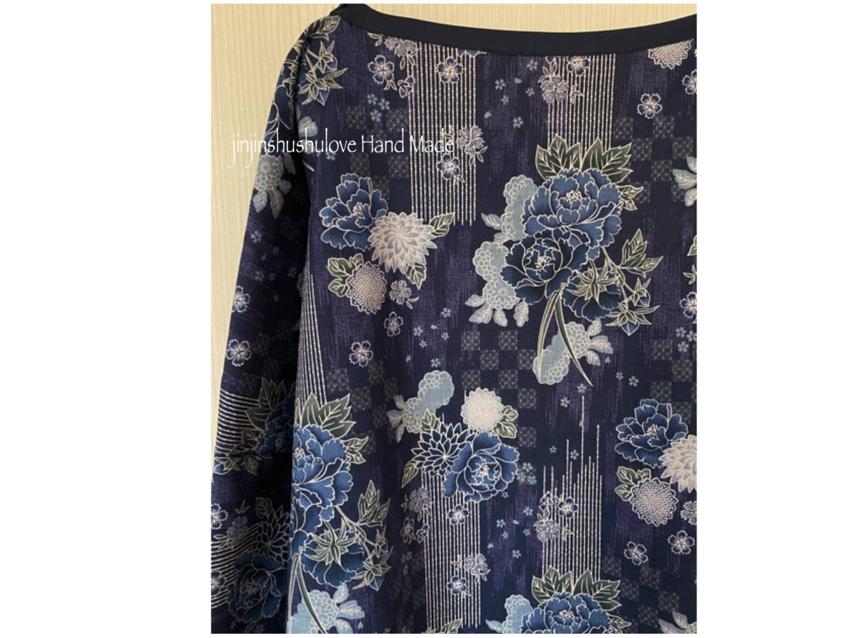 ハンドメイド ネイビー Flower濃淡水彩画 着物柄 サザンクロスコットンop ワンピース 売買されたオークション情報 Yahooの商品情報をアーカイブ公開 オークファン Aucfan Com