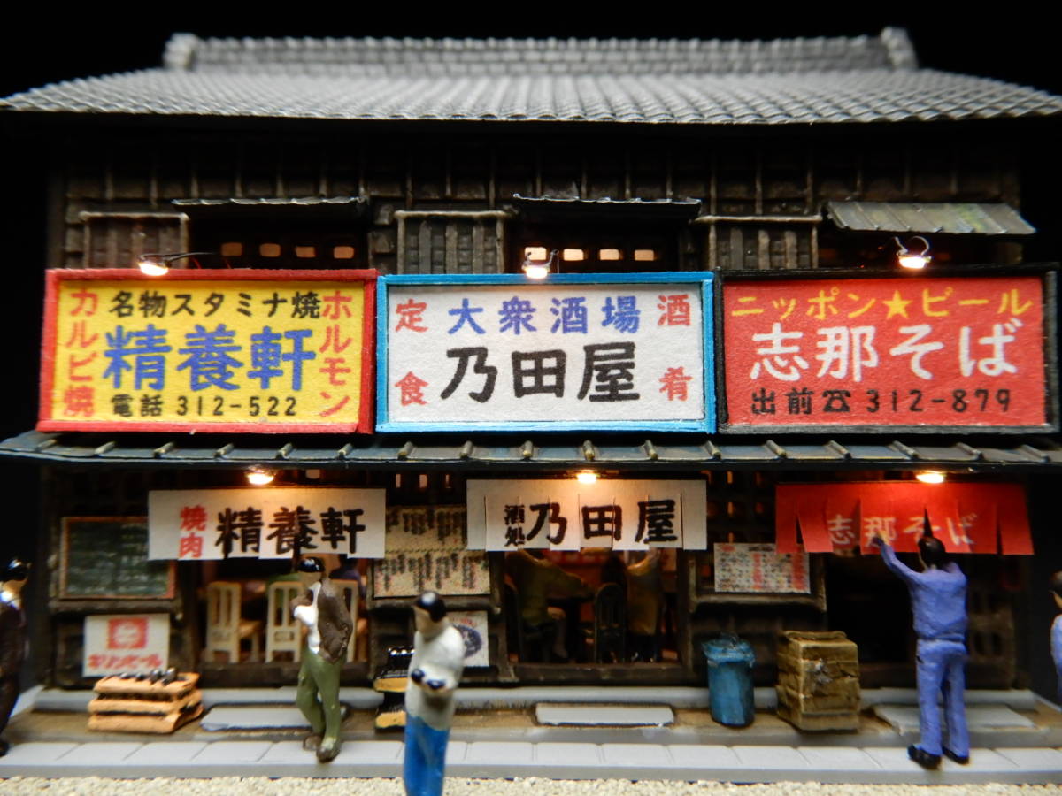 1/150　miniジオラマ『昭和の情景』　在宅妄想「遊んでから飲むか飲んでから遊ぶか？」　★LED電飾/ケース付_5