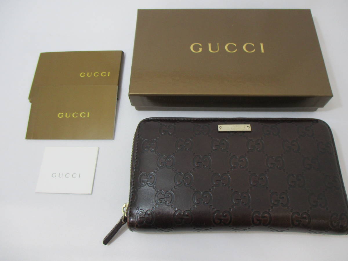 グッチ GUCCI 長財布 ラウンドファスナー マイクログッチシマ 