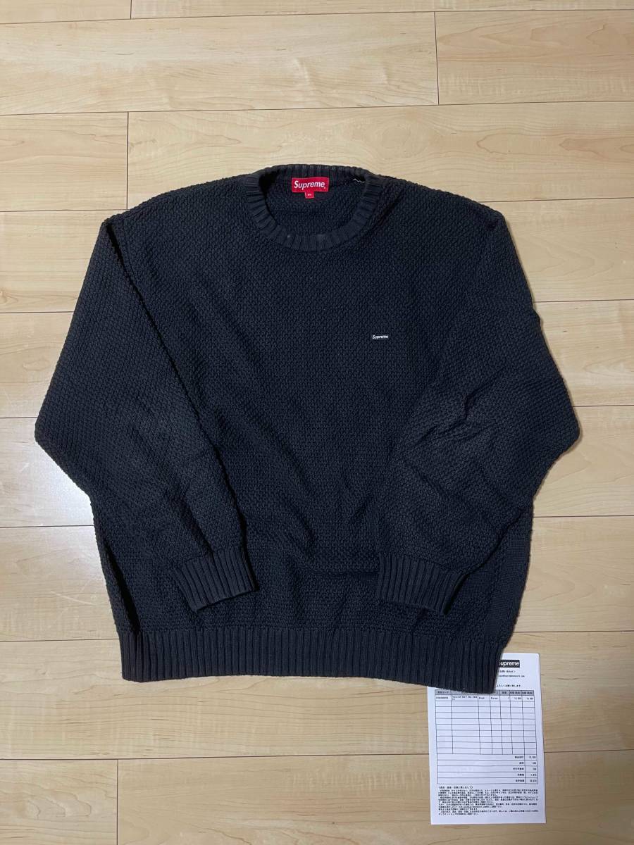 Small Box Sweater Supreme Textured - Black Logo Knit SUPREME NEW