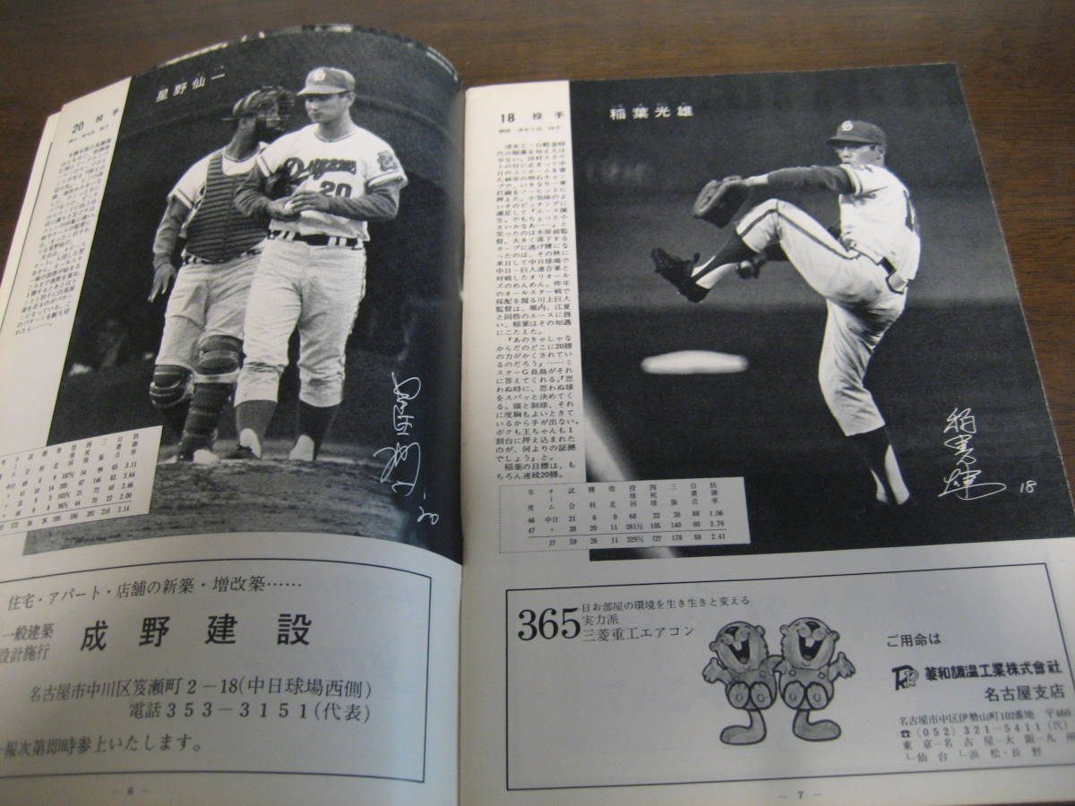 中日ドラゴンズイヤーブック1973年/高木守道/谷沢健一/木俣達彦/大島