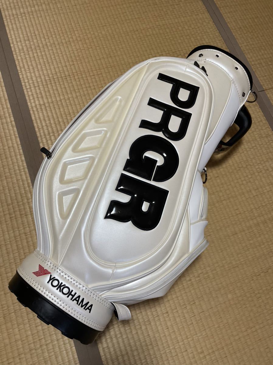 キャディバッグ PRGR 中古 YOKOHAMA 9.0型 47インチ ホワイト PRGR 9.0