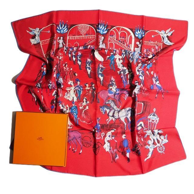  W7645P HERMES エルメス カレ90 CLERC レッド ブルー ホワイト / プリント シルクスカーフ rb mks(スカーフ)｜売買されたオークション情報、yahooの商品情報をアーカイブ公開 - オークファン 服飾小物