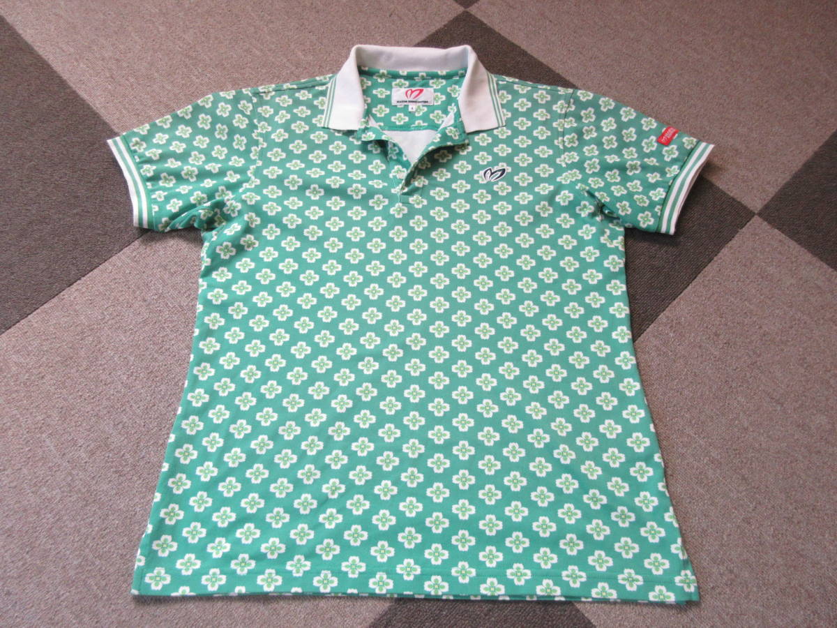 mutaマリンゴルフ　総柄花柄ポロシャツ XL 緑 MASTER BUNNY EDITION 総柄 ポロシャツ Size4 緑 マスターバニー 半袖