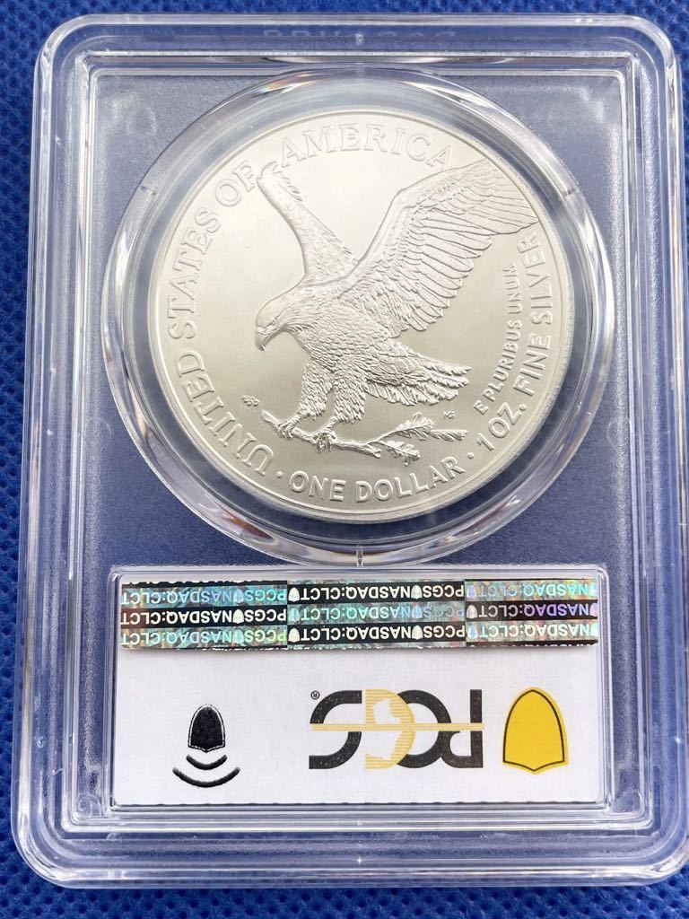 最高鑑定 2023 (S) アメリカ プルーフ銀貨 イーグル銀貨 PCGS 最高鑑定 貨幣 イギリス 白銅貨 1円スタート！ 準最高鑑定2021年 ☆1