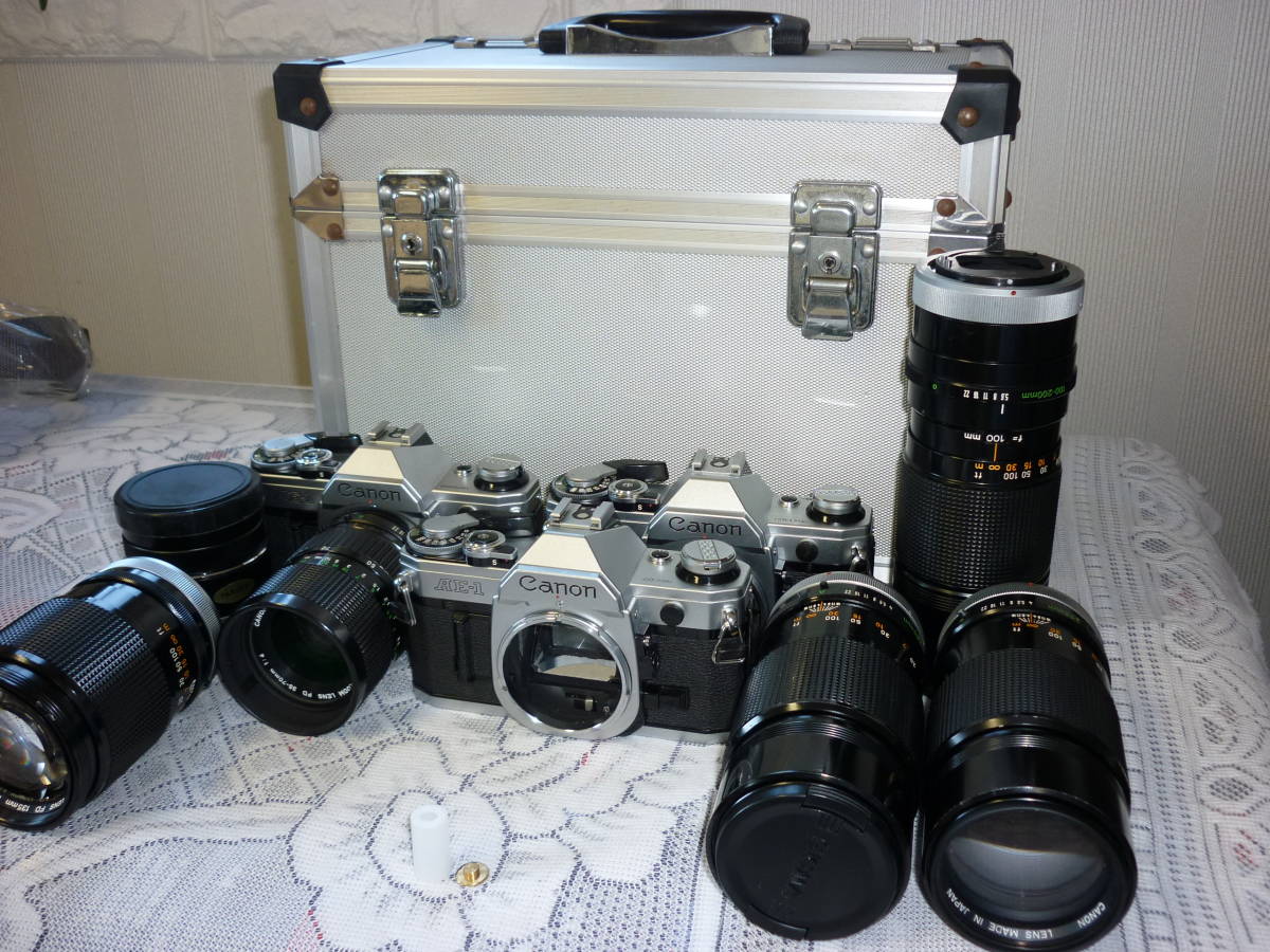 AE-1 Canon FD 50mm キャノンAE-1（フィルムカメラ）、レンズ3個 工場