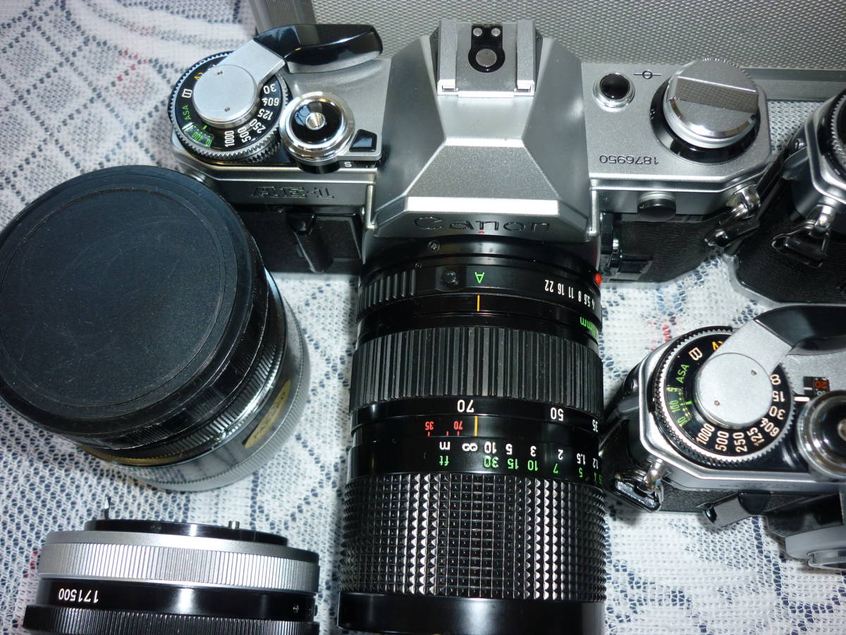 AE-1 Canon FD 50mm キャノンAE-1（フィルムカメラ）、レンズ3個 工場