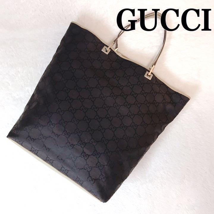 グッチ トートバッグ シマ レザー 大容量 GG柄 ダークブラウン グッチ トートバッグ シマ レザー 大容量 GG柄 ダークブラウン