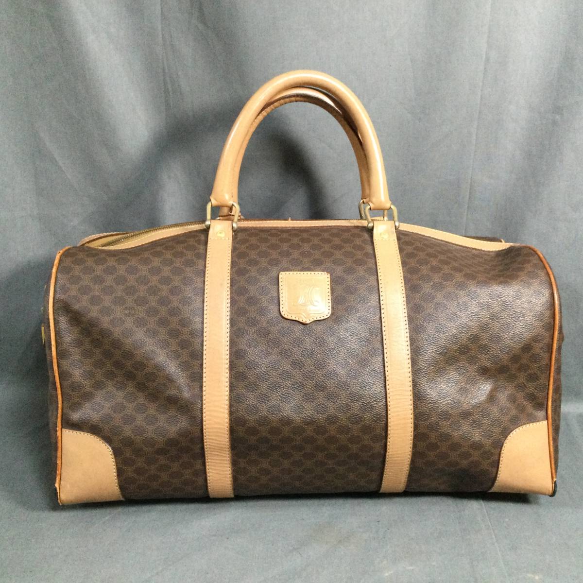 □ 9/1 189234 CELINE マカダム柄 レザー ブラウン系 ボストンバック 