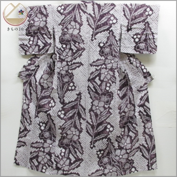 オンライン買取 ★着物10★ 1円 逸品!! 木綿 浴衣 【有松鳴海絞り】枝花 総絞り 身丈163cm 裄66.5cm [同梱可] ☆☆☆☆☆
