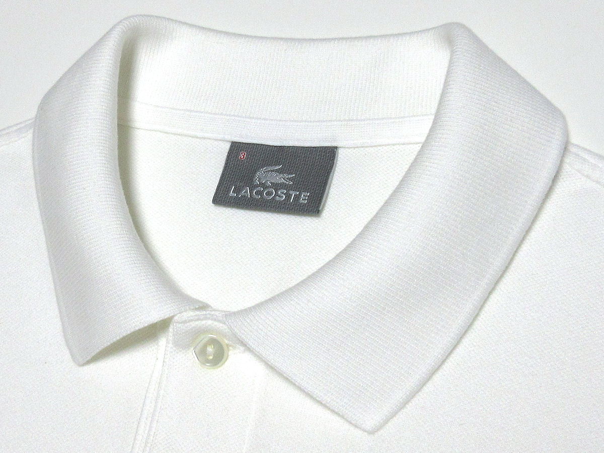 LACOSTE ラコステ PH060C シルバーワニ ストレッチ ポロ シャツ 白 