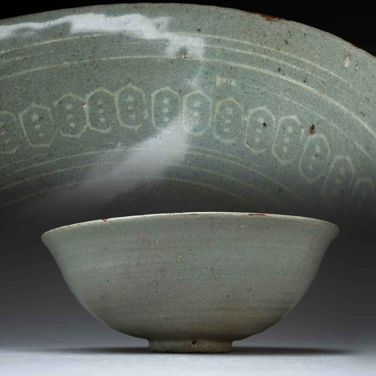 緑屋fc□ 時代物 李朝 高麗青磁 鉢 幅約19cm 朝鮮美術 i2n/11-002/19-2#80
