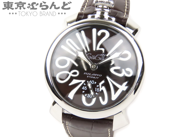 101472278 1円 ガガミラノ GaGa MILANO マヌアーレ 48mm 時計 腕時計 手巻 メンズ 茶 ダークブラウン 5010.13S-DBR