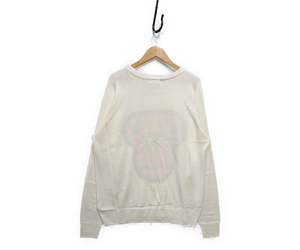 BAPE APE エイプ 初期 マイロ フェイス ニットセーター オフホワイト サイズ XL 正規品 N80/B931 ★ BATHING A APE 初期A BABY 初期タグ&frasl;スウェット&frasl;XL