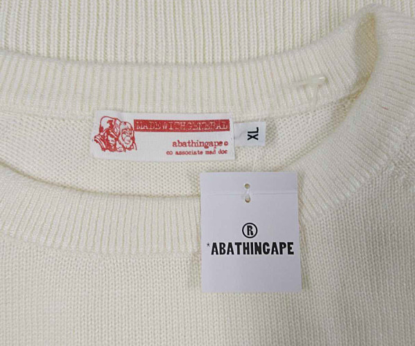 BAPE APE エイプ 初期 マイロ フェイス ニットセーター オフホワイト サイズ XL 正規品 N80/B931 ★ BATHING A APE 初期A BABY 初期タグ&frasl;スウェット&frasl;XL