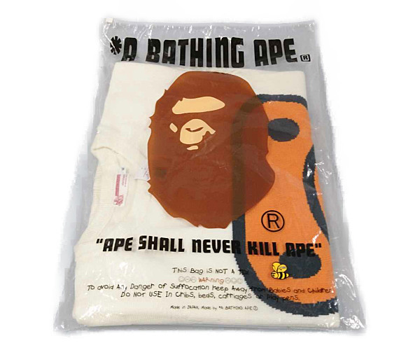 BAPE APE エイプ 初期 マイロ フェイス ニットセーター オフホワイト サイズ XL 正規品 N80/B931 ★ BATHING A APE 初期A BABY 初期タグ&frasl;スウェット&frasl;XL