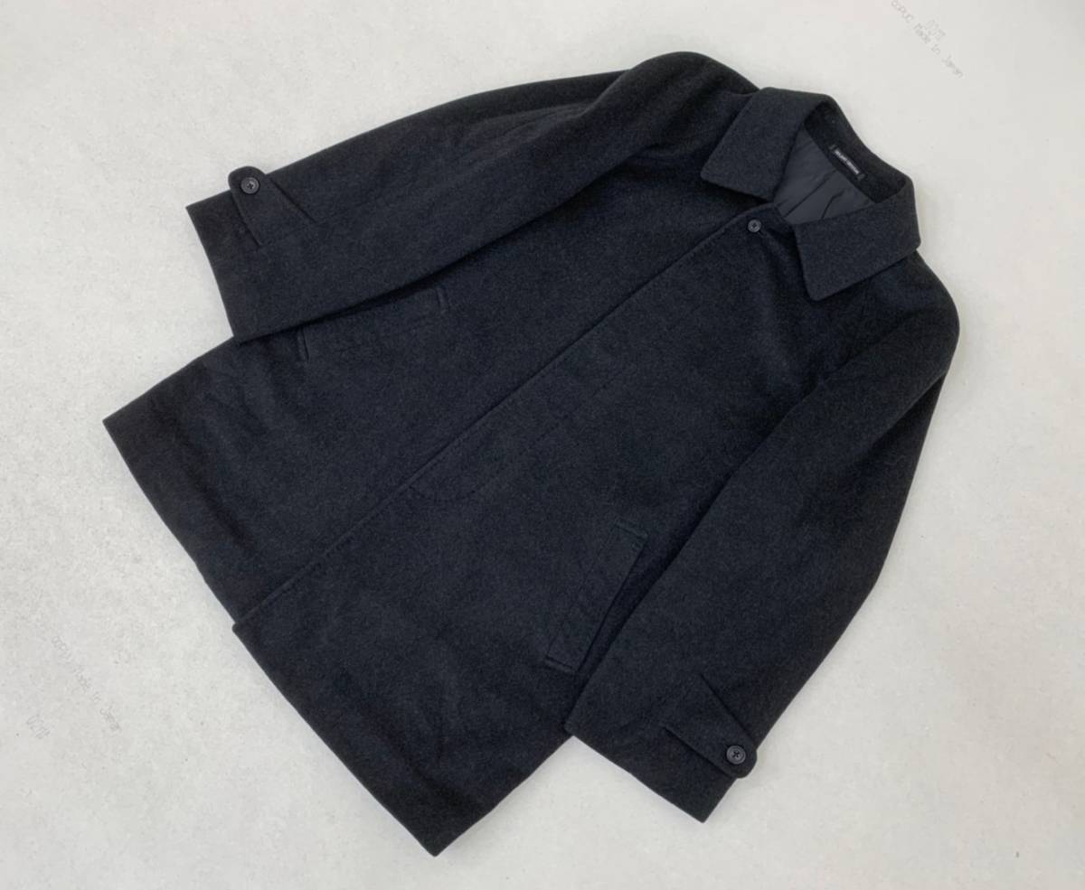 H044 伊製生地 GIULIANO GROSSONI ジュリアーノグロッソーニ カシミヤコート ビジネスコート メンズ ダークグレー L カシミヤ100%