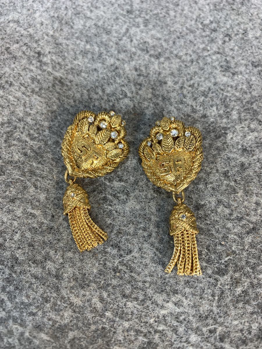 ソニアリキエル SONIA RYKIEL イヤリング ゴールドカラー SR ロゴ  