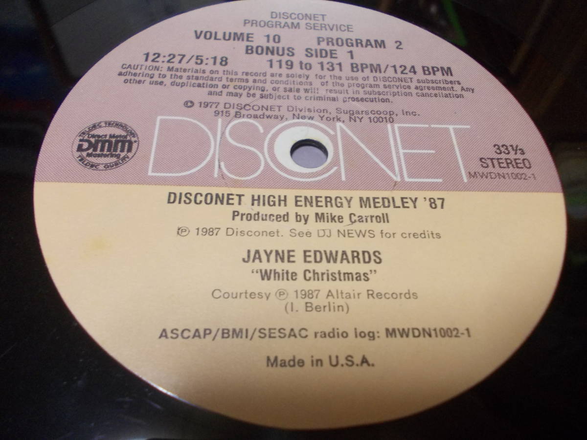 １２”AMANDA　LUCCI／CRY OUT IN THE　NIGHT:JERRY　BEAN／JUST A　MIRAGE:JAYNE　EDWARDS／WHITE　CHRISTMAS：ハイエナジーメドレー８７