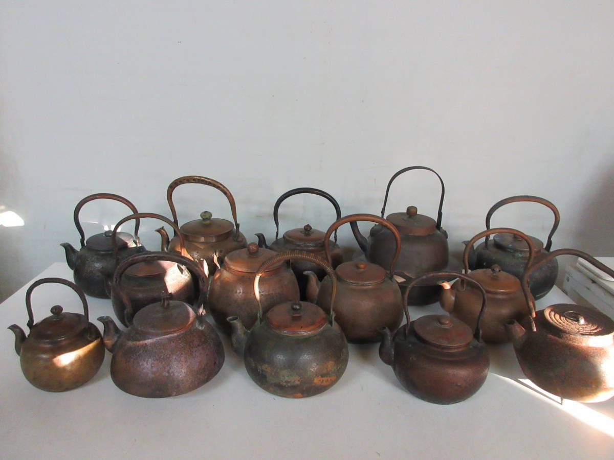 汲古 造 天寿斎蘇生鉄筆 純錫製 茶人山水図 四方式 茶壷 共箱 】 煎茶