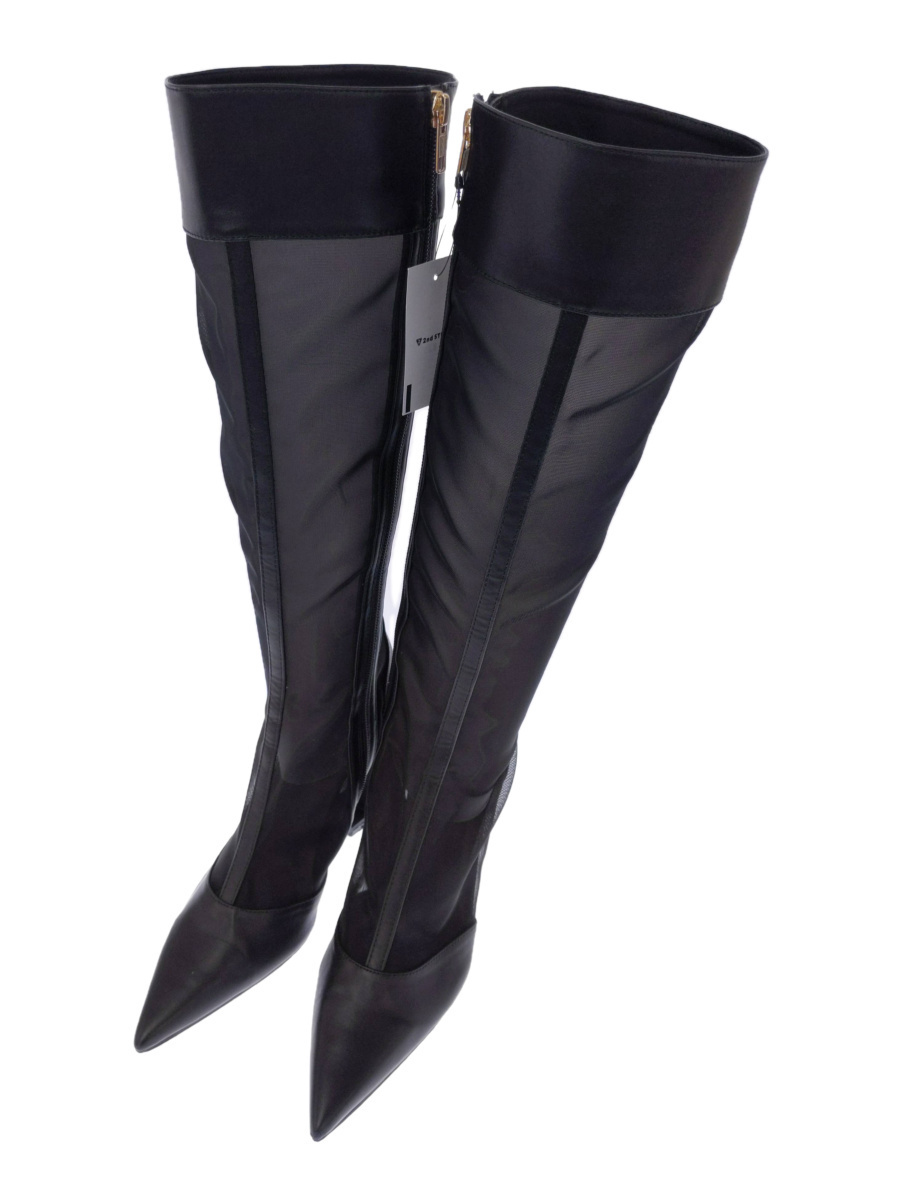 YELLO◇BARE MESH LONG BOOTS/ブーツ/M/BLK/黒/メッシュロングブーツ