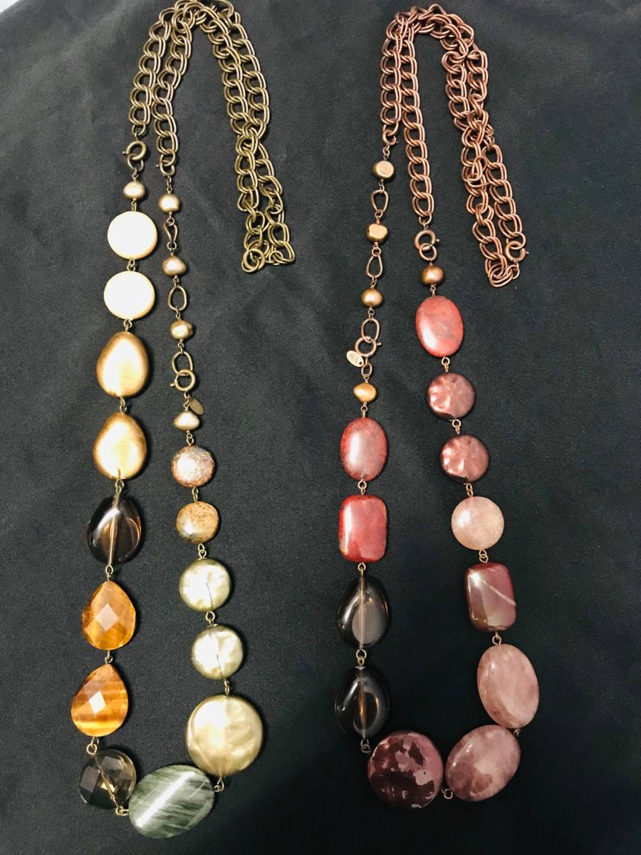 VENDOME BOUTIQUE 天然石ロングネックレス 2個セットで【ヴァンドーム 