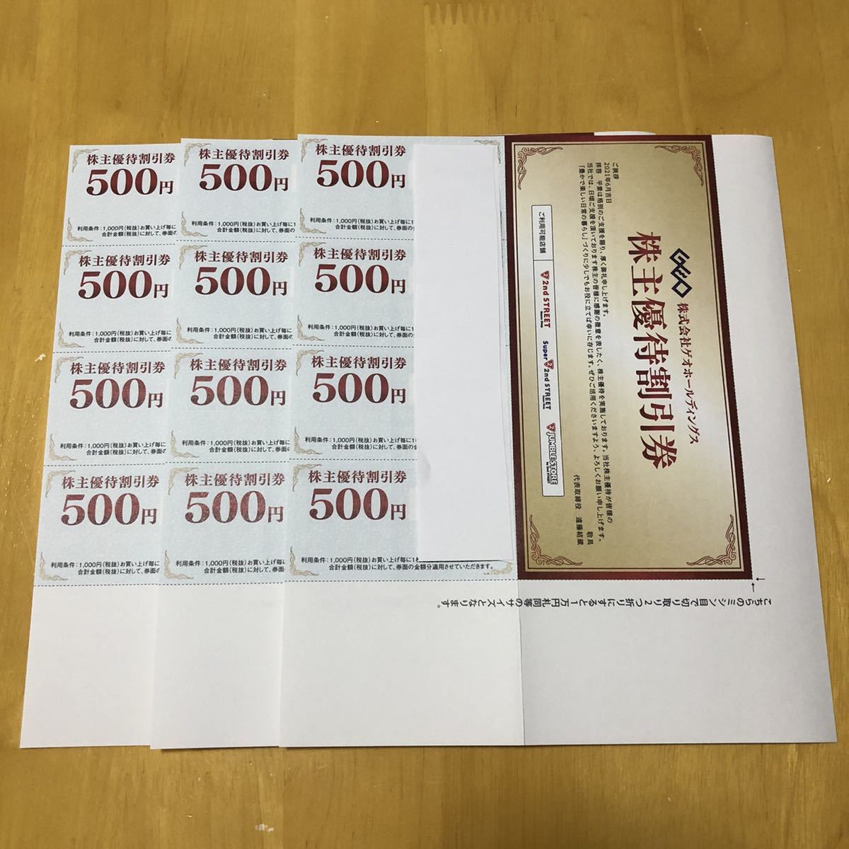 【普通郵便、送料無料】ゲオホールディングス 株主優待券 6，000円分(500円×12枚) 有効期限2021年12月31日迄