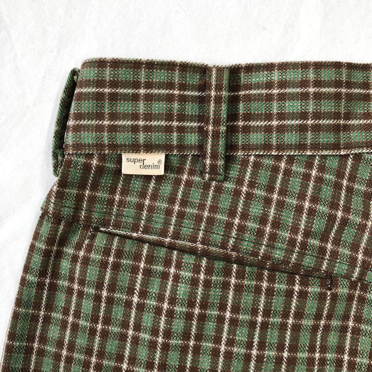 ビンテージ 70s 70年代 チェック フレアパンツ Viola H.I.S パンツ 