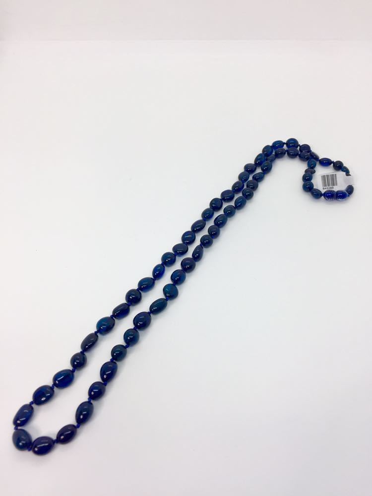 新品】ブルーアンバー（琥珀）ネックレス＊リトアニア産＊こはく