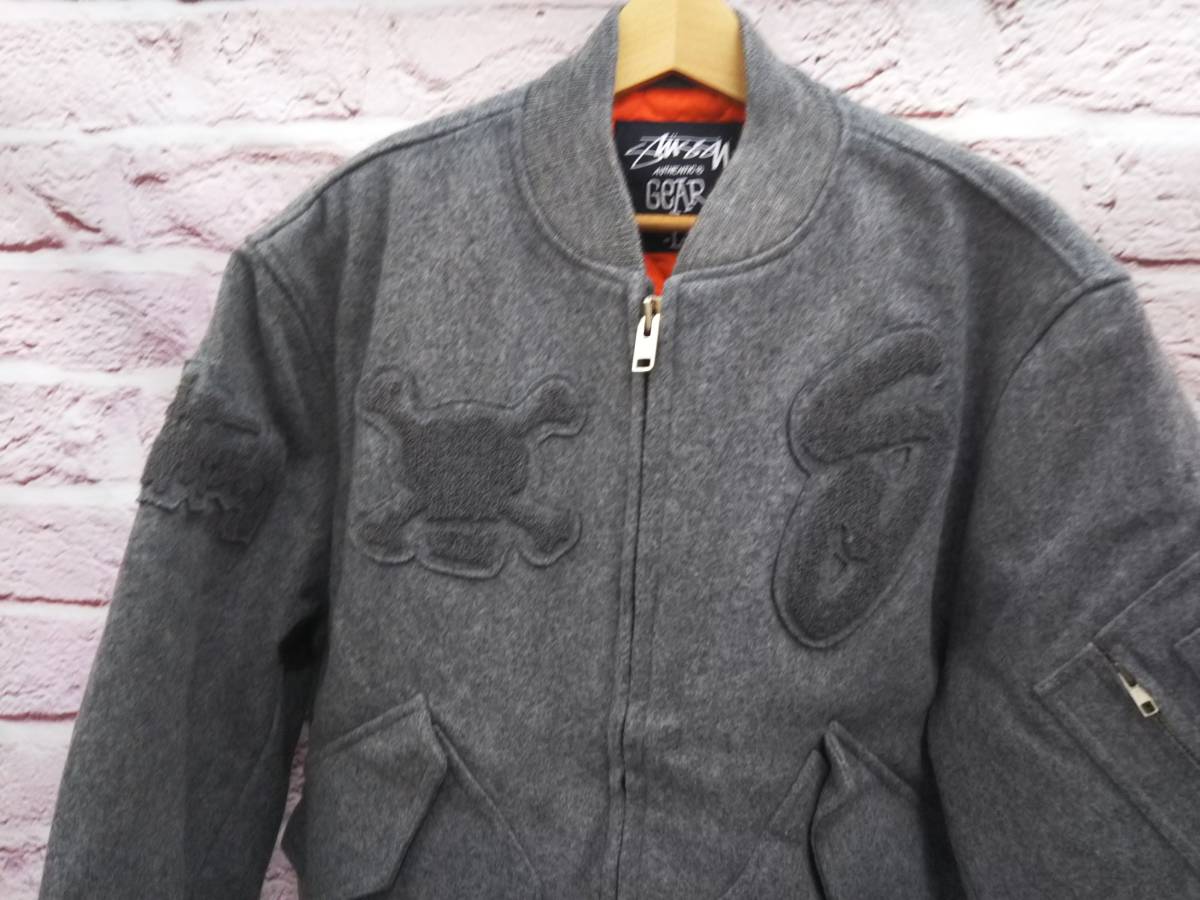 USA製】STUSSY ◇ワッペン付 ジップアップ ブルゾン◇ ウールメルトン 