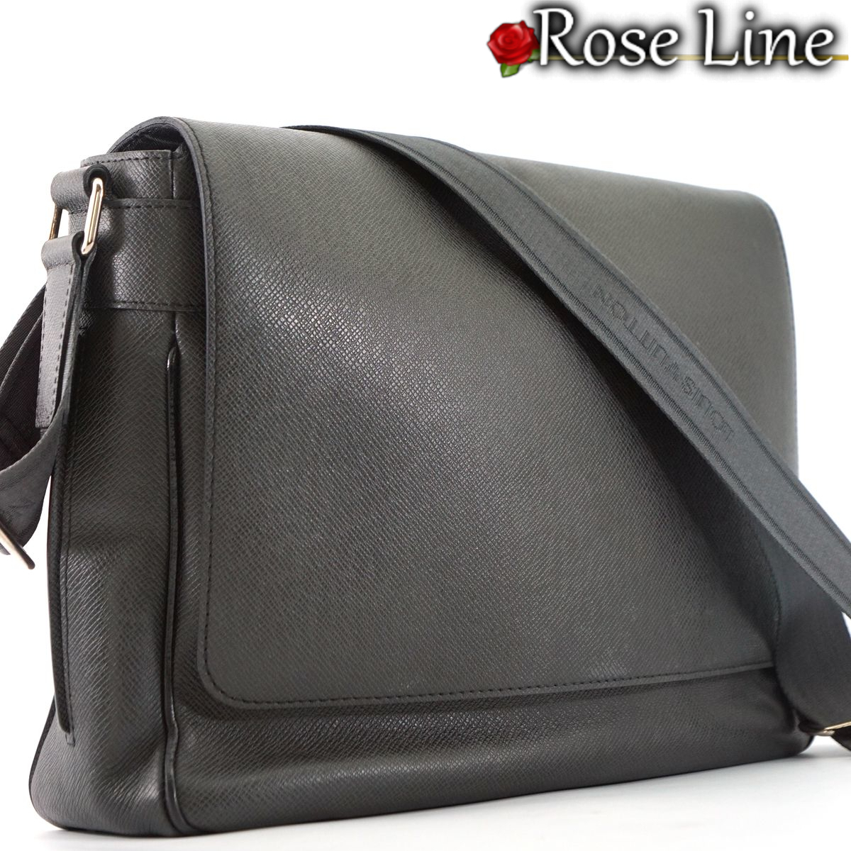 【美品】ルイヴィトン Louis Vuitton タイガ ロマンMM ショルダーバッグ アルドワーズ 黒 ブラック 鞄 TAIGA BAG バック M32682