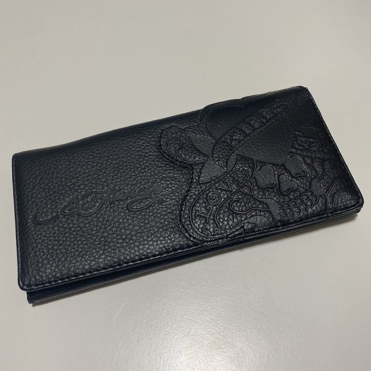 エドハーディー Ed Hardy 財布 長財布 合皮 ネイビー×レッド×マルチ 