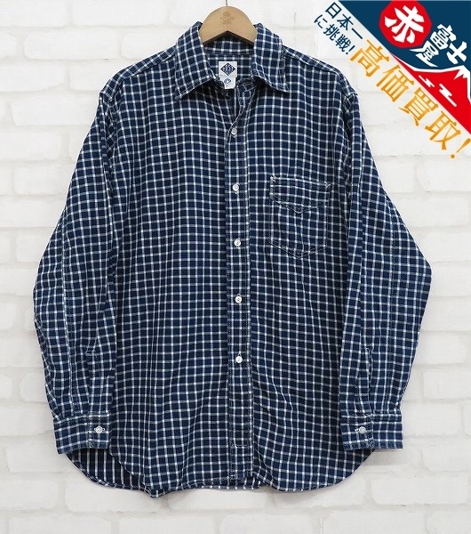 5T9756/ポストオーバーオールズ インディゴチェックシャツ POST O’VERALLS ほ ファッション