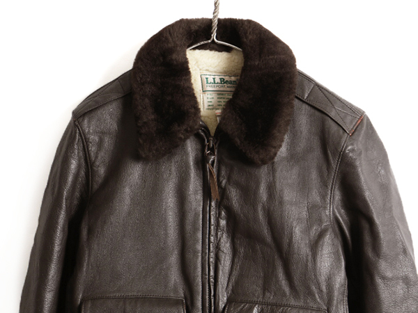 G-1 USA製 Jacket Leather Flight 80s 70年代 70's~80's “” ビンテージ | タイプ エルエルビーン レザージャケット 実寸38 80's~USA製ビンテージLLビーンG-8シャンパンゴールドWEPジャケットフライトジャケットUS44-Long
