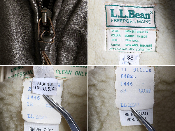 G-1 USA製 Jacket Leather Flight 80s 70年代 70's~80's “” ビンテージ | タイプ エルエルビーン レザージャケット 実寸38 80's~USA製ビンテージLLビーンG-8シャンパンゴールドWEPジャケットフライトジャケットUS44-Long