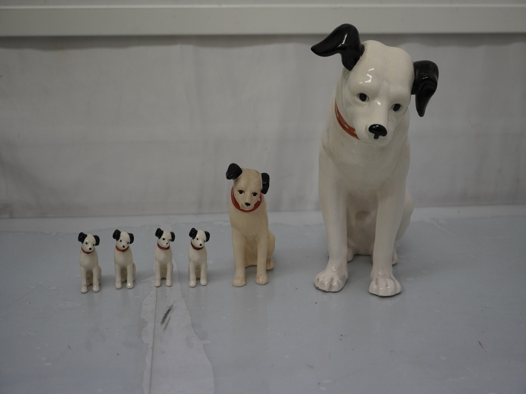 ビクター犬 陶器 2個・ソフビ 2個・・ 昭和レトロ 4個セット ビクター