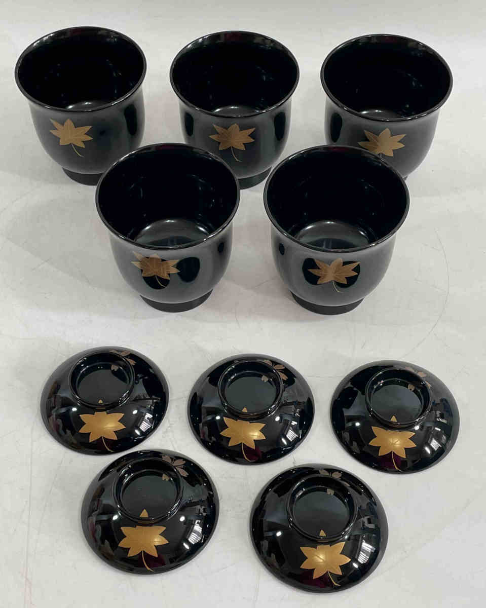 輪島塗 - 吸物椀 5客セット 蓋裏見返し図有 桜紅葉蒔絵 生活骨董