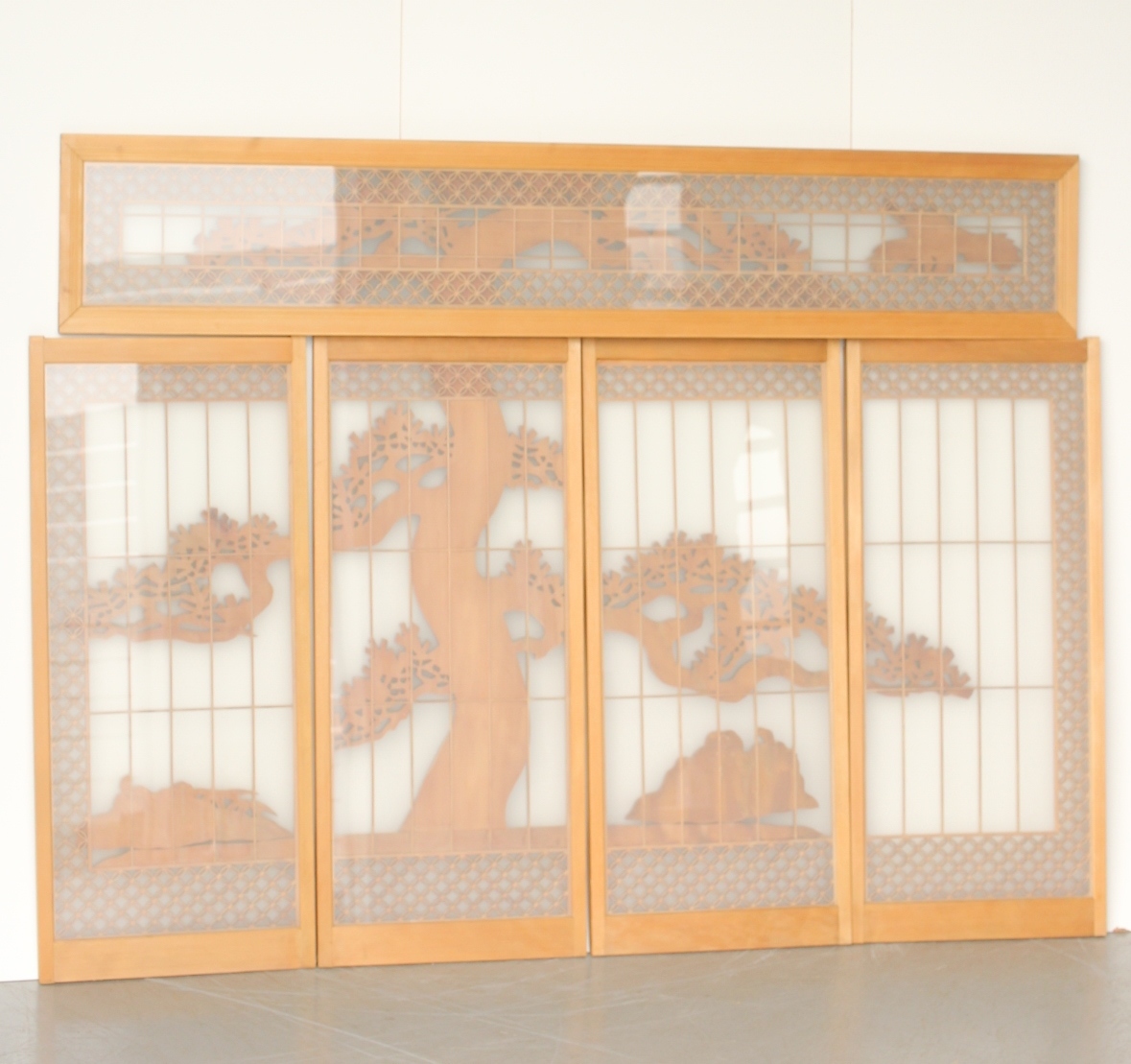 【のびる】鶴松 七宝書院欄間 5枚1組　R0252Y//リフォーム新築古民家建替店舗設計店舗デザインモダン内装骨董古玩 _10