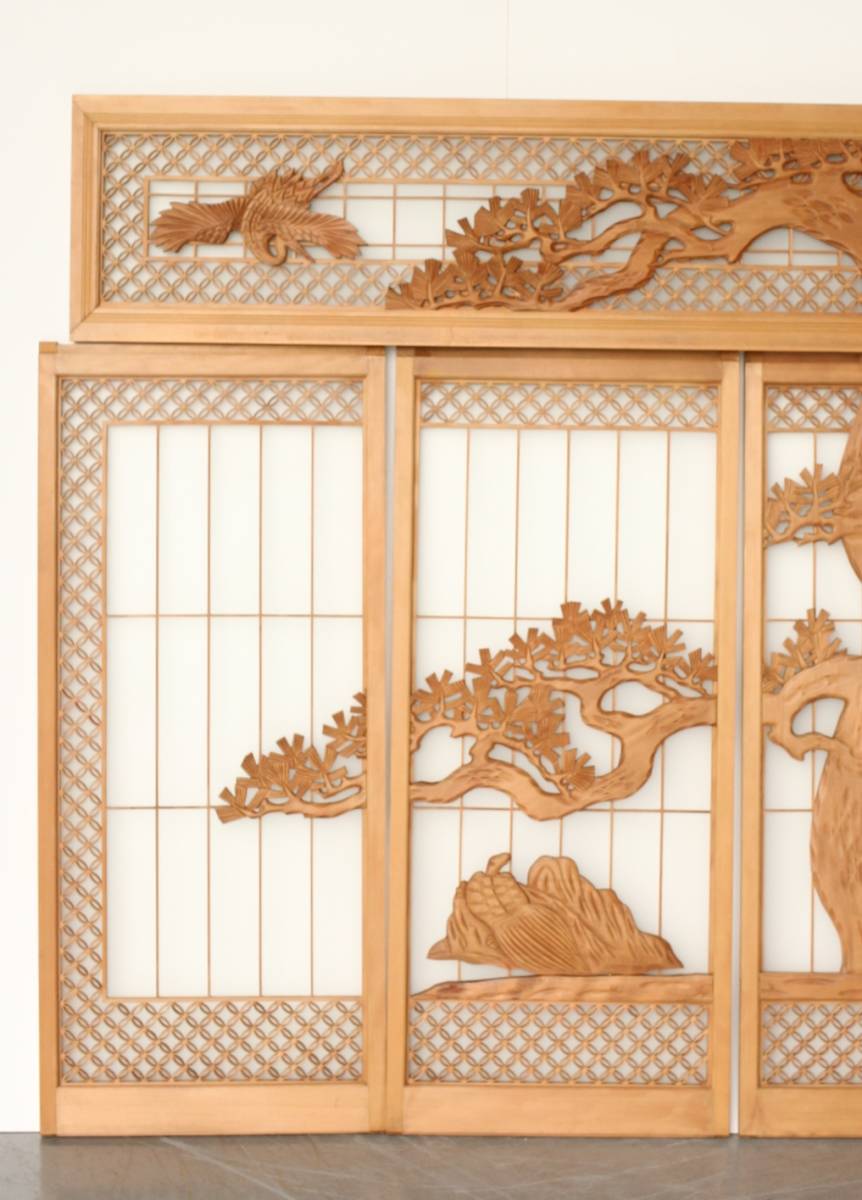 【のびる】鶴松 七宝書院欄間 5枚1組　R0252Y//リフォーム新築古民家建替店舗設計店舗デザインモダン内装骨董古玩 _3