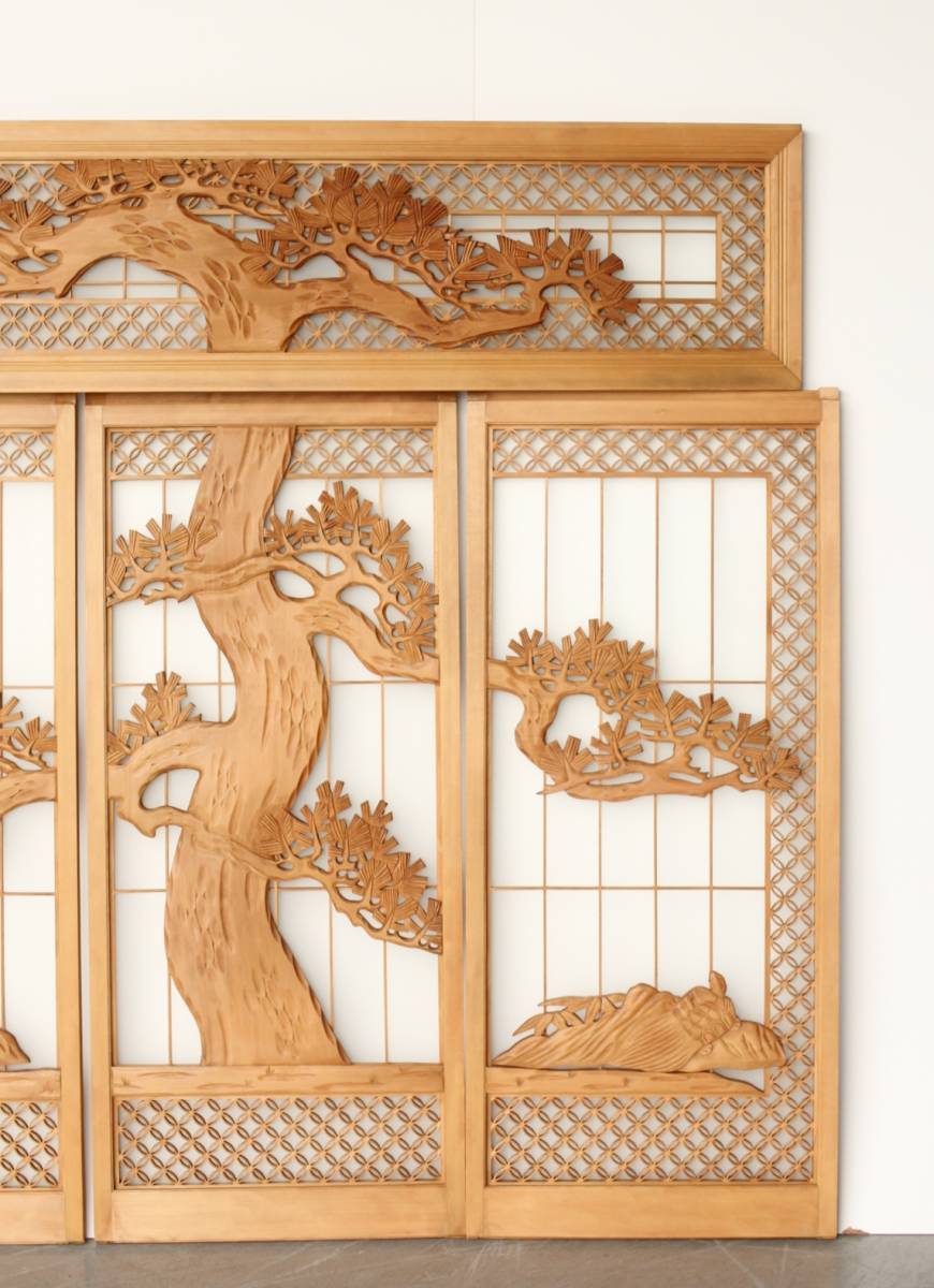 【のびる】鶴松 七宝書院欄間 5枚1組　R0252Y//リフォーム新築古民家建替店舗設計店舗デザインモダン内装骨董古玩 _5