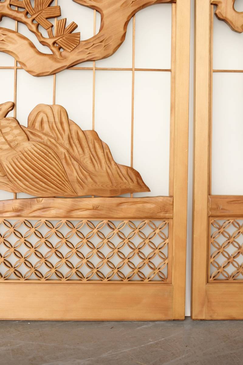 【のびる】鶴松 七宝書院欄間 5枚1組　R0252Y//リフォーム新築古民家建替店舗設計店舗デザインモダン内装骨董古玩 _8