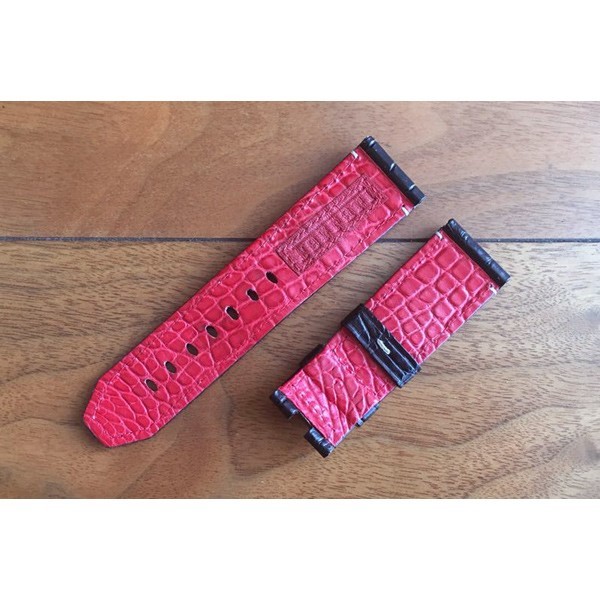 ●即決●PANERAI●パネライ FERRARI フェラーリ 純正 正規品 24mm Dバックル用 Alligator アリゲーター ワニ ストラップ ベルト バンド 黒