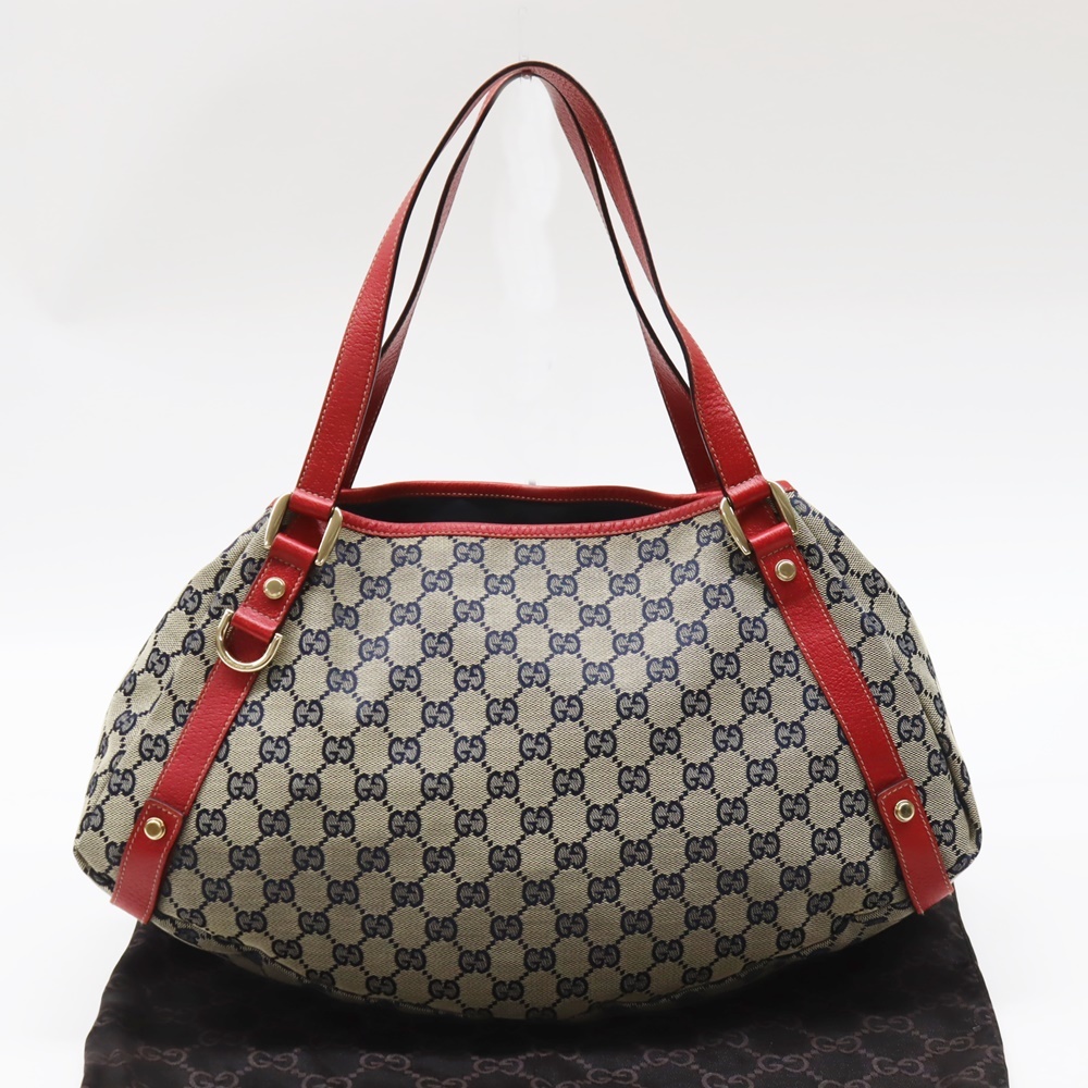 GUCCI グッチ アビー GGキャンバス レザー トートバッグ 130736 レッド