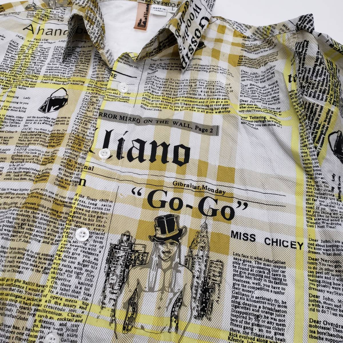 John Galliano ジョンガリアーノ シャツ ニュースペーパー サイズL