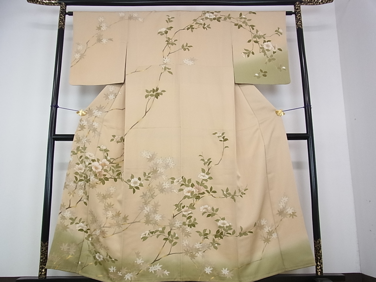 手刺繍 訪問着 紋意匠 丹後ちりめん 正絹 躾糸付き A384 - メルカリ